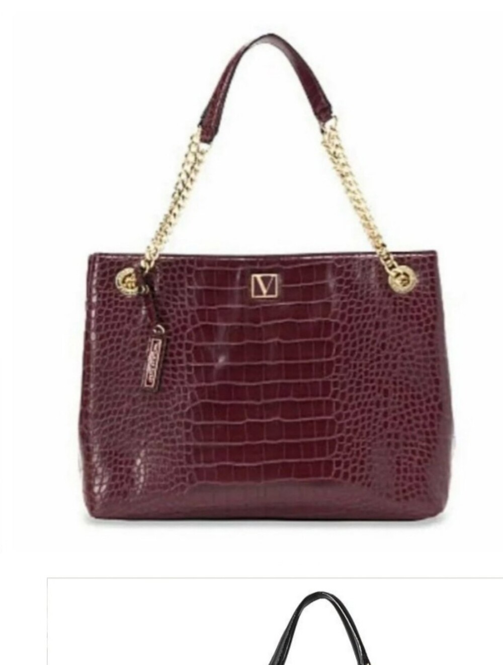 Victoria's Secret Shoulder Big Bag Chain-Handle Tote - Burgundy